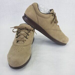 SAS Free Time Walking Shoes Womens 8.5M Oxford Beige Taupe Suede Lace Up Comfort